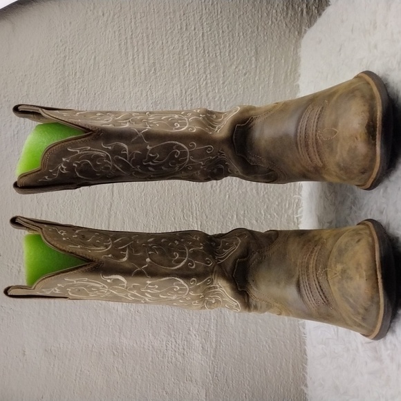 TWISTED X Brown Leather Fancy Stitched Almond Toe Western Performance Boot - Picture 2 of 16